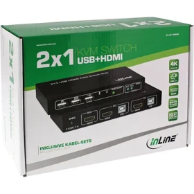 InLine 2portový HDMI KVM switch černá / KVM přepínač / 4K UHD / USB / Audio výstup (62602I)