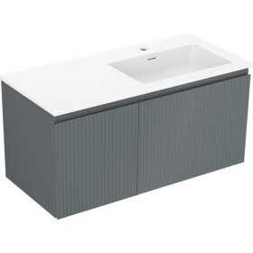 MEXEN/S - Rivel koupelnová skříňka 100 cm s umyvadlem Otis pravá, 1S, 1D, reliéf, grafit/bílá mat 91A23-10047-3-BBFF66-W18P01