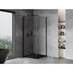 MEXEN/S - Mist-F sprchový kout skládací dveře levá 75 x 75, transparent, černá 8A6T-075-075-70-00-L