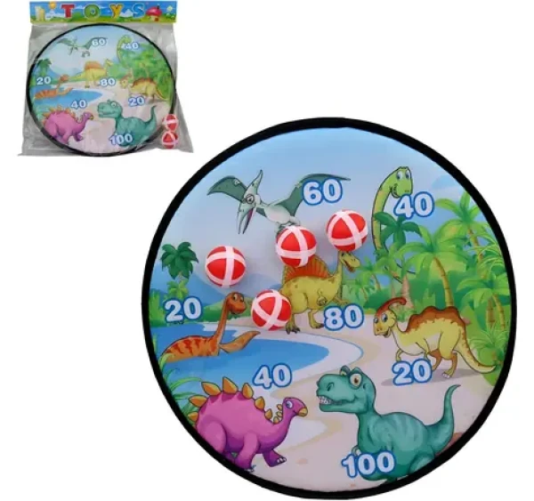Terč s dinosaury a míčky na suchý zip