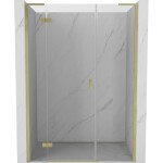 MEXEN/S - Mist-H L sprchové dveře křídlové levé 150, transparent, zlatá kartáčovaná 8A5L-150-001-55-00-L