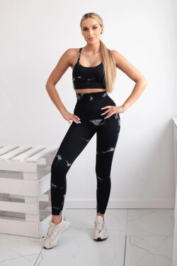 Dámský fitness set top + push up legíny - černá Velikost: S / M