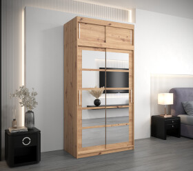 Šatní skříň Abi Ro2 s nástavcem Barva korpusu: Dub artisan, Rozměry: 100 cm, Dveře: Dub artisan
