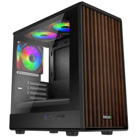 EVOLVEO Panthera černá / PC skříň / mATX / 3x ARGB 120mm / dřevěný panel / temperované sklo / bez zdroje (PANTHERA-BK-3)