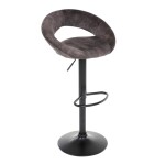 Židle barová, hnědá sametová látka, černá podnož