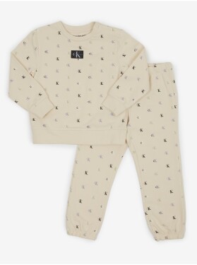 Béžová holčičí vzorovaná tepláková souprava Calvin Klein Jeans Holky