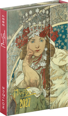 NOTIQUE Diář 2027: Alfons Mucha - týdenní, magnetický, 11 x 16 cm
