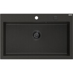 MEXEN/S - Elix granitový dřez 1-miska 800 x 500 mm, černá/zlatá metalik, sifon černá 6527801005-75-B