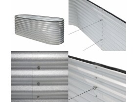 Kovový vyvýšený záhon – Grow Faster (d. 240 cm x š. 80 cm x v. 82 cm), stříbrný