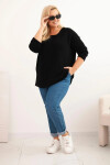 Dámský svetr plus size s lodičkovým výstřihem černý UNI