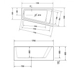DURAVIT - Paiova Vana asymetrická, 170x100 cm, s panelem, pravá, bílá 700265000000000