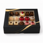Cake star Elegantní černá krabice s okénkem Pure – laminovaná 20 x 20 x 5,5 cm