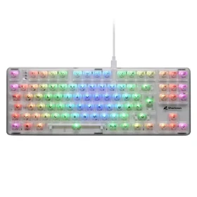 Sharkoon Crystal Shark bílá / herní bezdrátová klávesnice / mechanická / 2.4GHz / USB-C / 1.8m / DE Layout (4044951040131)