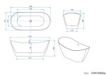 Erga Lina, volně stojící vana 170x75 cm + odtoková zátka, bílá lesklá, ERG-LINA-170075-WH-WH