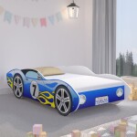 DumDekorace Jedinečná chlapecká dětská postel modré závodní auto 140 x 70 cm