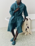 HAY Župan Waffle Stripe Petrol Blue, modrá barva, textil