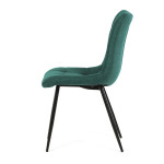 Židle jídelní, zelená látka, černý kov