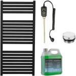 CERANO Koupelnový elektrický radiátorový set Vincenzo - 300W - černá matná - 970x450 mm