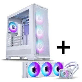 PHANTEKS Eclipse G400A + Glacier M25 Gen2 bílá / Sada: PC skříň + AiO vodní chladič CPU / Mid Tower / průhledná bočnice (GABU-590)