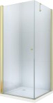 MEXEN/S - Pretoria obdélníkový sprchový kout 90x70, transparent, zlatý + vanička 852-090-070-50-00-4010