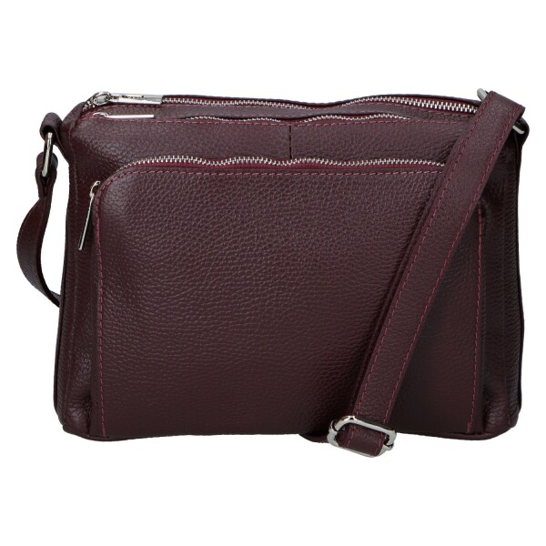 Stylová dámská kožená crossbody Robertina, vínově červená