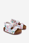 Dětské sandály na korkové podrážce s přezkami ovoce bílé Thessa 21
