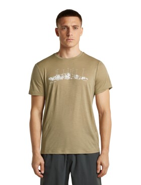 Pánské merino triko krátký rukáv ICEBREAKER Mens Merino 150 Tech Lite SS Tee The Peaks, Cumin velikost: XL
