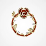 Brož s červenou růží a zirkony Rachel, Červená
