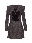 M869 Tweed šaty s výstřihem do V - černé EU XXL