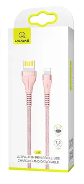 USAMS SJ360 Ultra Tenký Datový Kabel Lightning růžová (6958444970639)