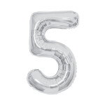 Balónek fóliový 85 cm stříbrný číslo 5 - Albi