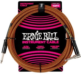 Ernie Ball Braided Instrument Cable Straight/Angle 18ft Pumpkin Pie