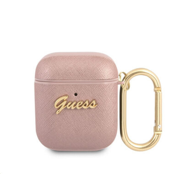 Guess Saffiano Metal Logo obal pro Apple AirPods GUA2SASMP