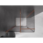 MEXEN/S - Velar sprchový kout, posuvné dveře 90 x 75 cm, grafit, růžové zlato 871-090-075-41-60