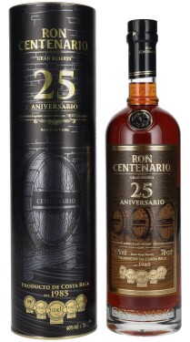 Ron Centenario GRAN RESERVA Sistema Solera Rum 25y 40% 0,7 l (tuba)