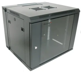 XtendLan Nástěnný rozvaděč 9U/600x550 / Nástěnný rozvaděč / dvoudílný / skleněné dveře (WD-9U-65-BLACK-P)