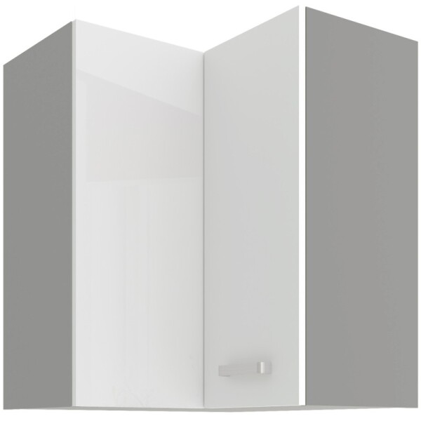 Horní rohová skříňka 60x60 GN-72 2F (90°) Barva korpusu: Šedá, Barva dvířek: Bílý lesk (Blanka)