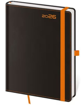 Diář 2026 denní A5 Black Orange s poutkem