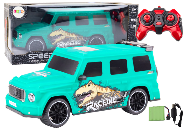 Mamido Dálkově ovládané auto RC s dinosaurem v měřítku 1:10 zelené