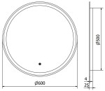 MEXEN - Gobi zrcadlo s osvětlením 60 cm, LED 6000K, 9801-060-060-611-00