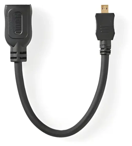 Nedis HDMI kabel Micro HDMI černá / Kabel HDMI / 4K 30 Hz / 10,2 Gbps / Ethernet / 0,20 m (CVGT34790BK02)