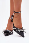 Zdobené Lakované Lodičky S Odkrytou Patou Černé Redaine 38