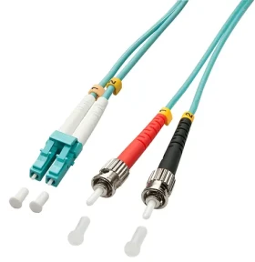 Lindy LC/ST tyrkysová / Optický duplexní kabel / OM3 Multimode / 50/125 µm / 1 m (46380)