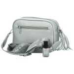Stylová dámská koženková crossbody MaxFly Rozana, stříbrná