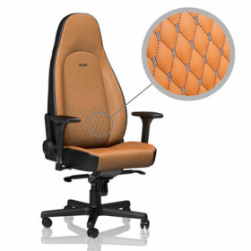 Noblechairs ICON Real Leather hnědo-černá / Herní židle / pravá kůže / nastavitelná / pojízdná kolečka / nosnost 150 kg (NBL-ICN-RL-CBK)