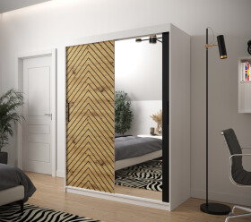 Šatní skříň Abi Jodelka 2 Barva korpusu: Bílá, Rozměry: 150 cm, Dveře: Dub artisan