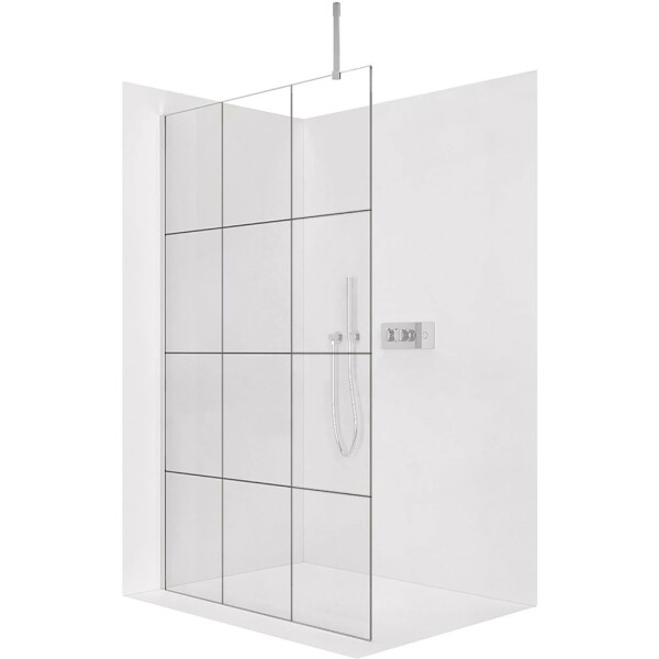CERANO Sprchová zástěna Walk-in Onyx Top Cube L/P - 8 mm - hranatá vzpěra - chrom, industriální sklo - 140x200 cm