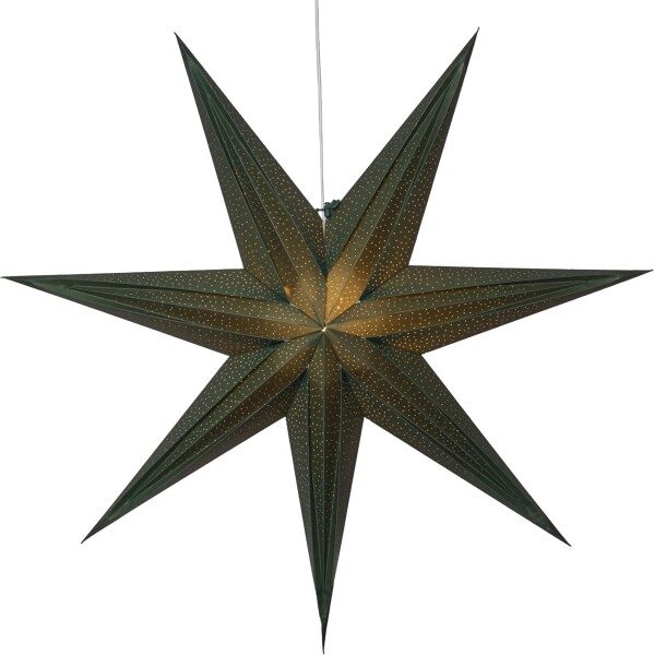 STAR TRADING Závěsná svítící hvězda Holly Green 75 cm, zelená barva, papír