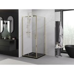 MEXEN/S - Exo sprchový kout, posuvné dveře 90 x 90, transparent, zlato 8151-090-090-50-00