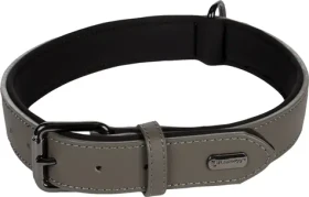 Flamingo Binti Kožený obojek s neoprenem šedá XL (FLA-519253)